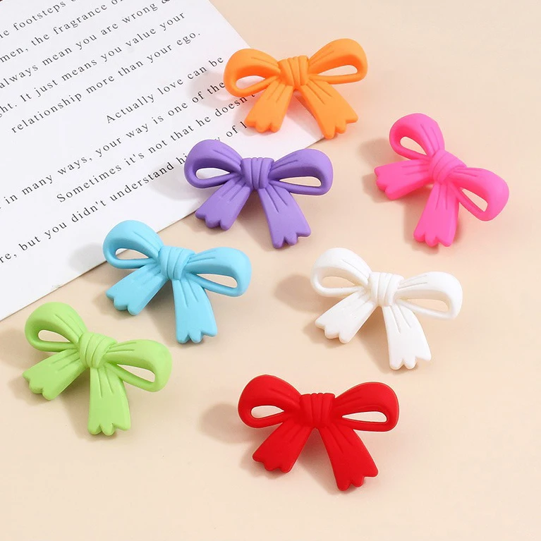 Cute Colorful Decorative Bowknot Resin Shank Button For Kids