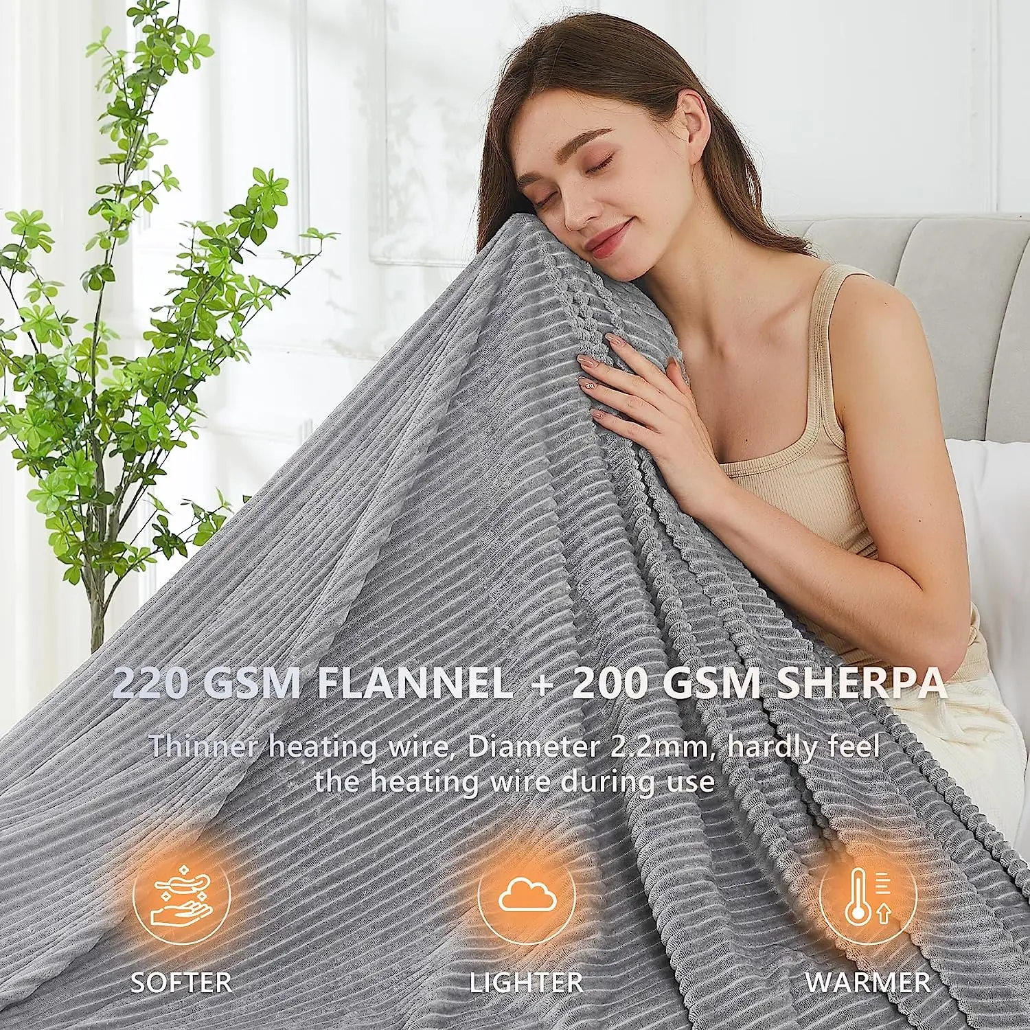 50"x60" Heated Blanket Electric Throw 5 Heat Levels Blanket Overheat