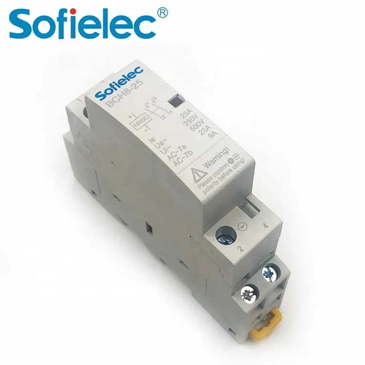 Sofielec 2 pole 4 pole 25a 2NO type 12V 24V coil AC DC Magnetic contactor Modular