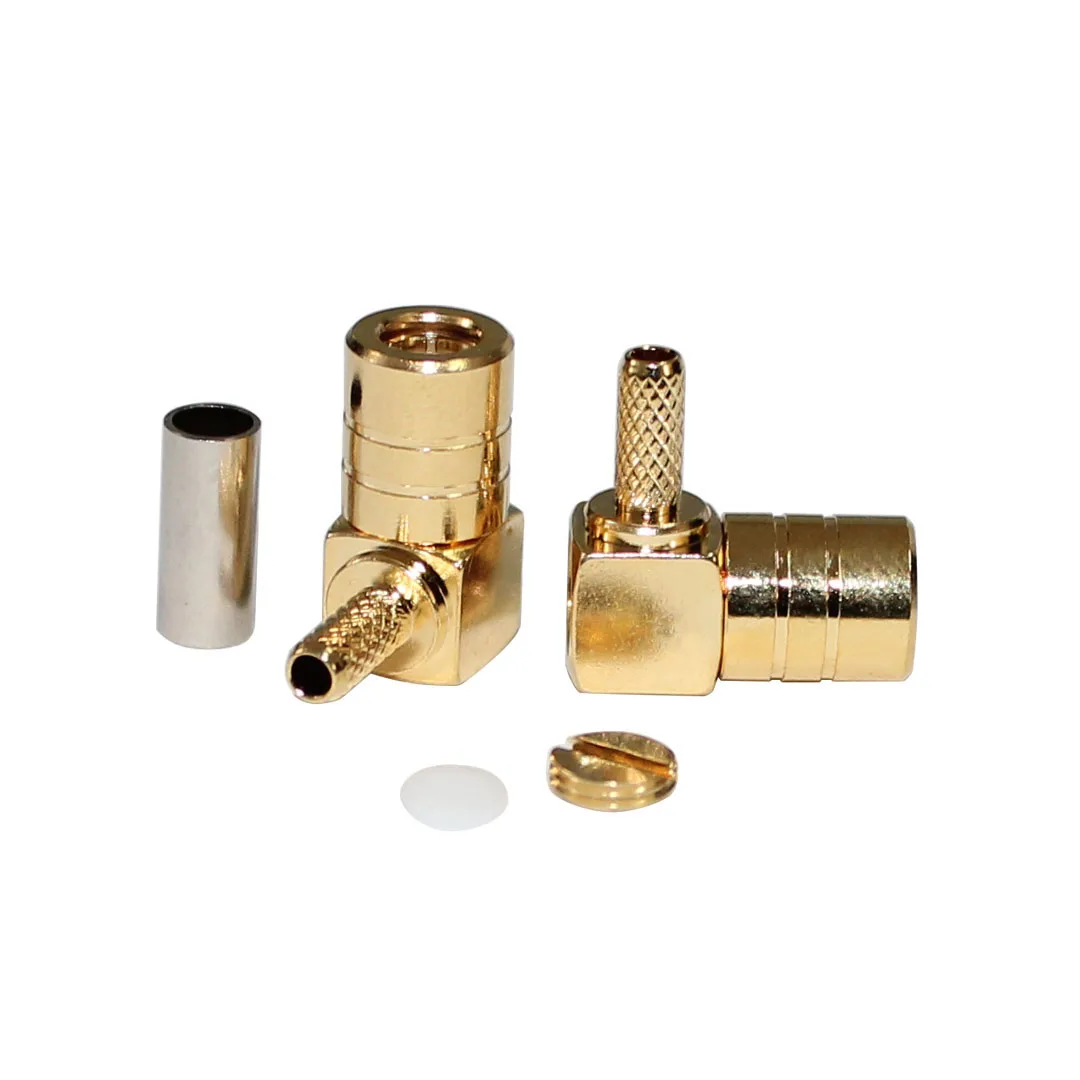 product gold plating smb c kw15 coaxial connector 50ohm smb bent female connector for rg316 cable-1