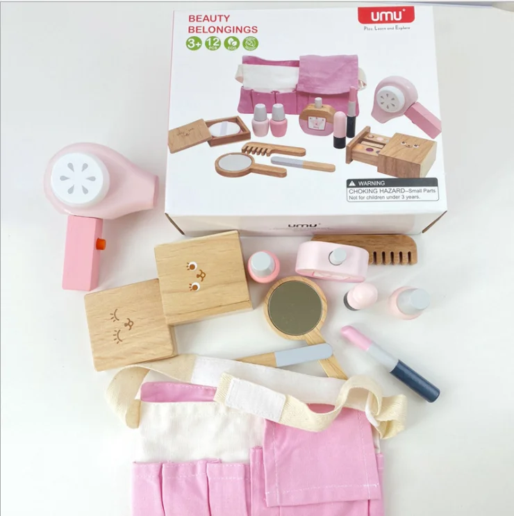 2020 популярная развивающая игрушка розовый притворный игровой туалетный столик деревянные игрушки для