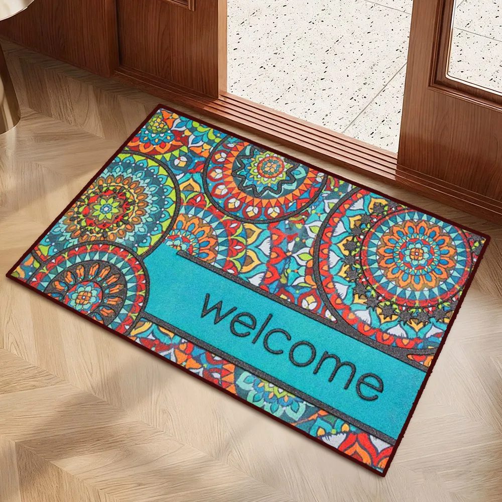 Outdoor Non Slip Easy Clean Carpet Custom Logo Embossed PVC Coil Doormat Non Slip Indoor Outdoor Entrance Welcome Message