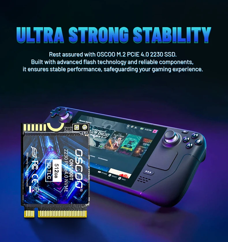 OSCOO M.2 Nvme SSD for Steam Deck - 512GB High-Speed Storage