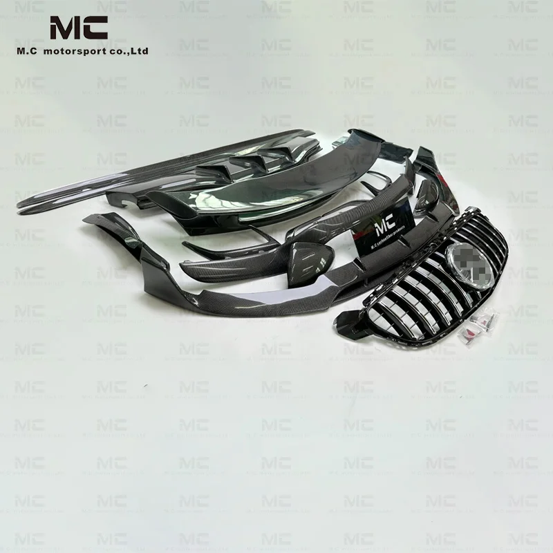 For W205 C63 AMG Carbon Fiber Racing Rear Bumper Diffuser Front Lip Rear Spoiler Side Skirt Grill Fit for Benz W205 C63 AMG Coup