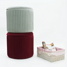 Factory Price Velvet Stool Tufted Ottoman Round Stool Pouffe Ottoman Footstool Chair Foot Stool