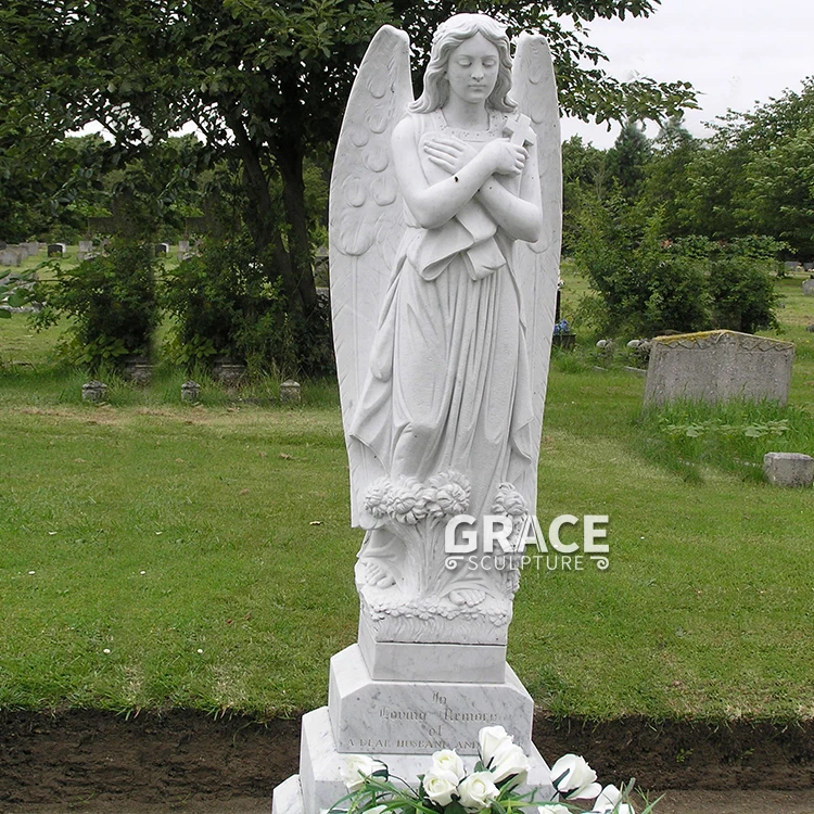 Outdoor Cemetery Garden Life Size Hand Carved Natural Stone Marble ...