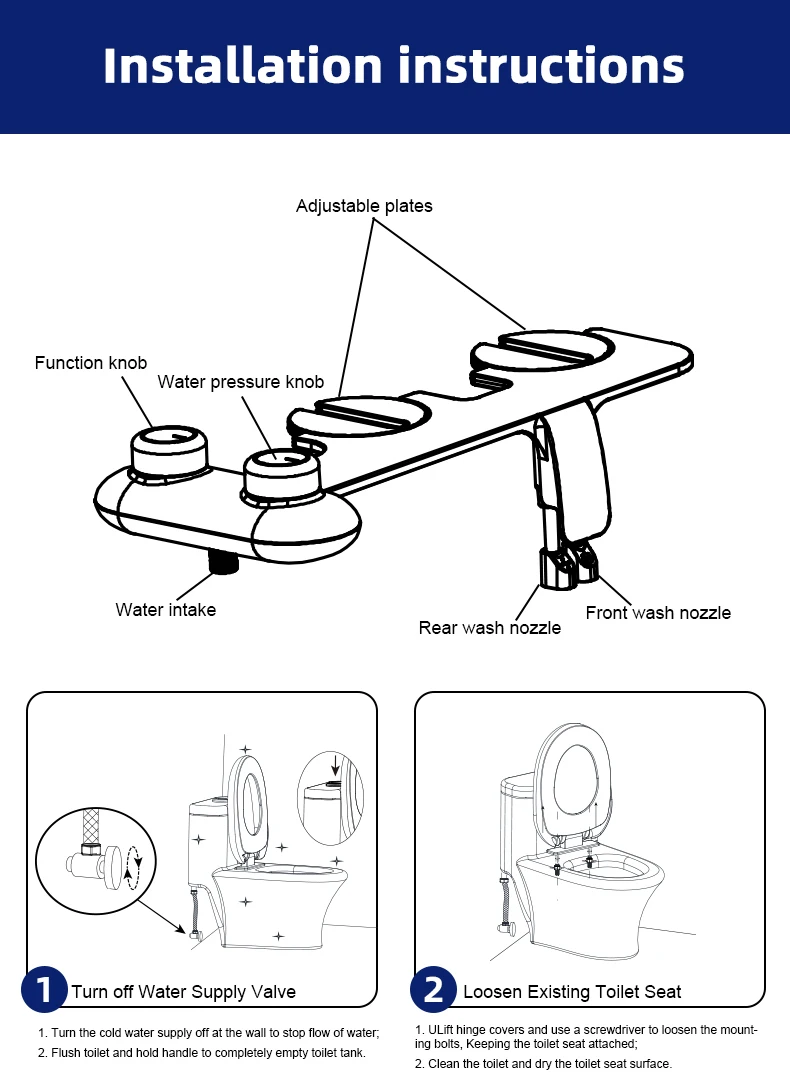 Bathroom Ultra Slim Non Electric Smart Toilet Bidet Dual Nozzle Self-Cleaning Bidet Toilet Attachment Water Sprayer Bidet manufacture