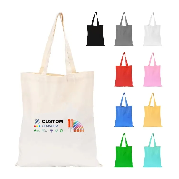 Custom Printed Logo Cotton Tote Bags Promotional Personalized Blank Plain Canvas Reusable Shopping Bag Letter Pattern