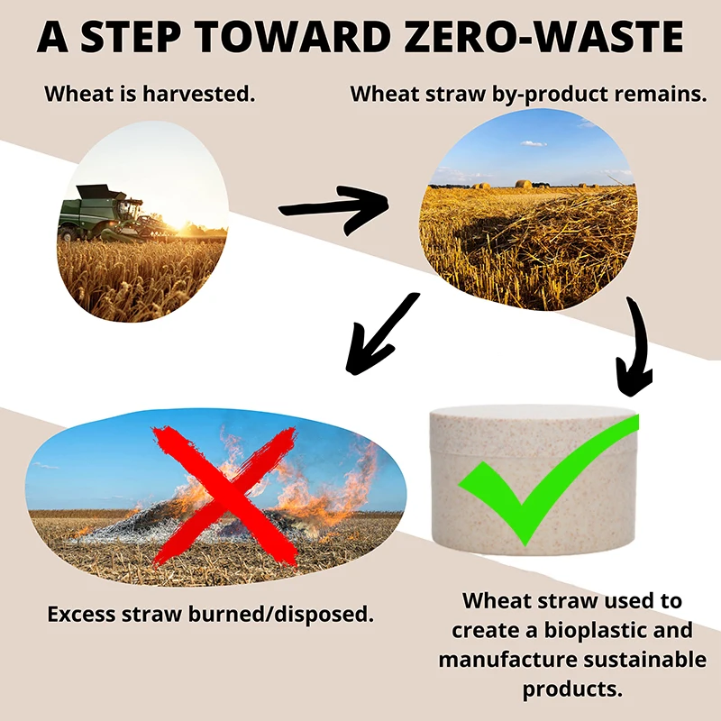 Eco Friendly Recyclable Wheat Straw Cosmetic Jar 50g 100g 250g Cosmetic