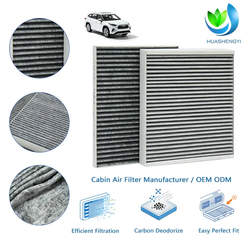 High Filtration Carbon Cabin Air Filter PM2.5 Odor Remove Car Cabin Air Filter for Toyota Auto Air Filter Custom Logo Support
