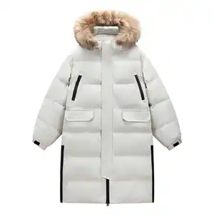 Men's Long Down Jacket, Sporty Winter Blenny Coat, Waterproof Hiking Down Jacket