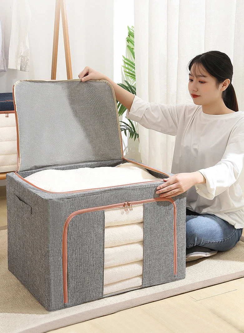 Folding Steel Rack Storage Box Organizer With Transparent Window Quilt