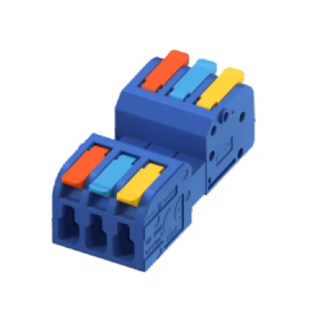 No screw 3 Pole Male Female Plug In Terminal Block with lever