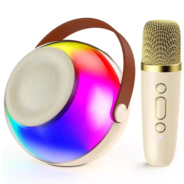 2025 Creative New Product BT V5.3 HIFI 360 Degree Surround Sound Outdoor Portable Wireless Speaker with Karaoke Microphone