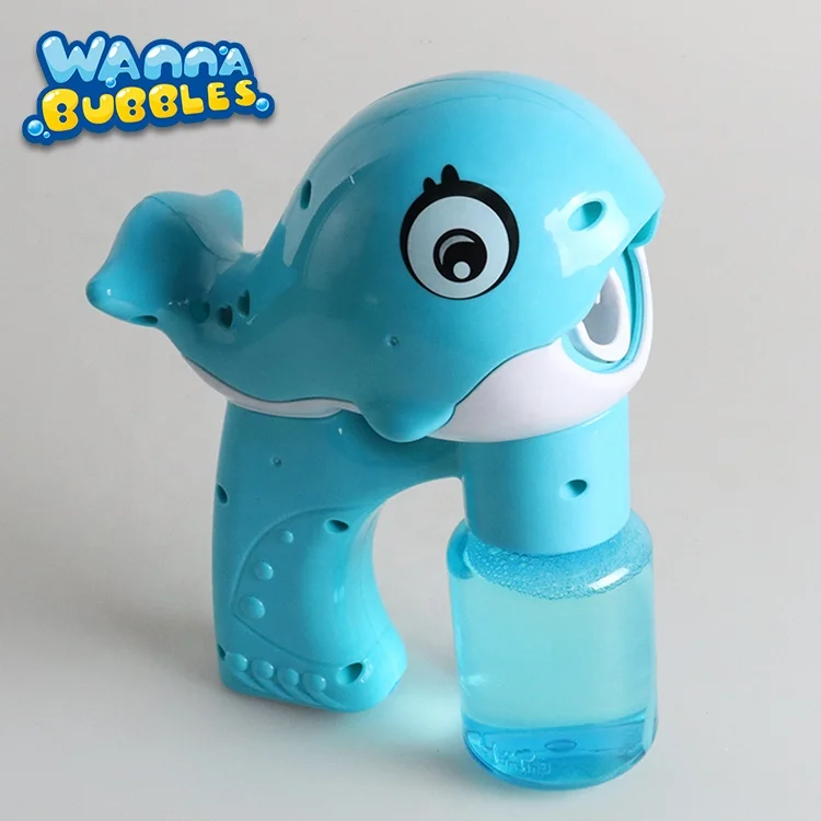 LED Light and Music Sound Lovely Dolphin Machine Outdoor Toys Bubbles Flash Bubble Gun for Kids