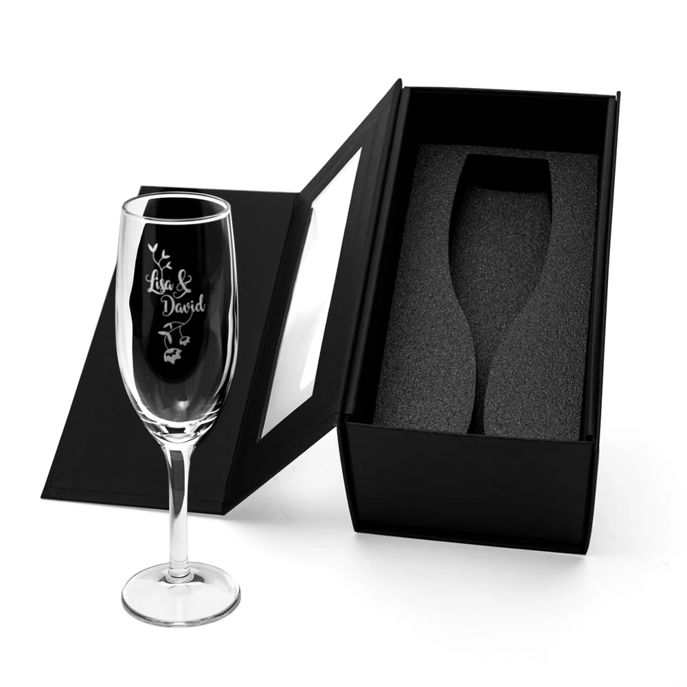 Personalized Empty 2 Two Wine Champagne Flute Glass Gift Packaging Box With Logo