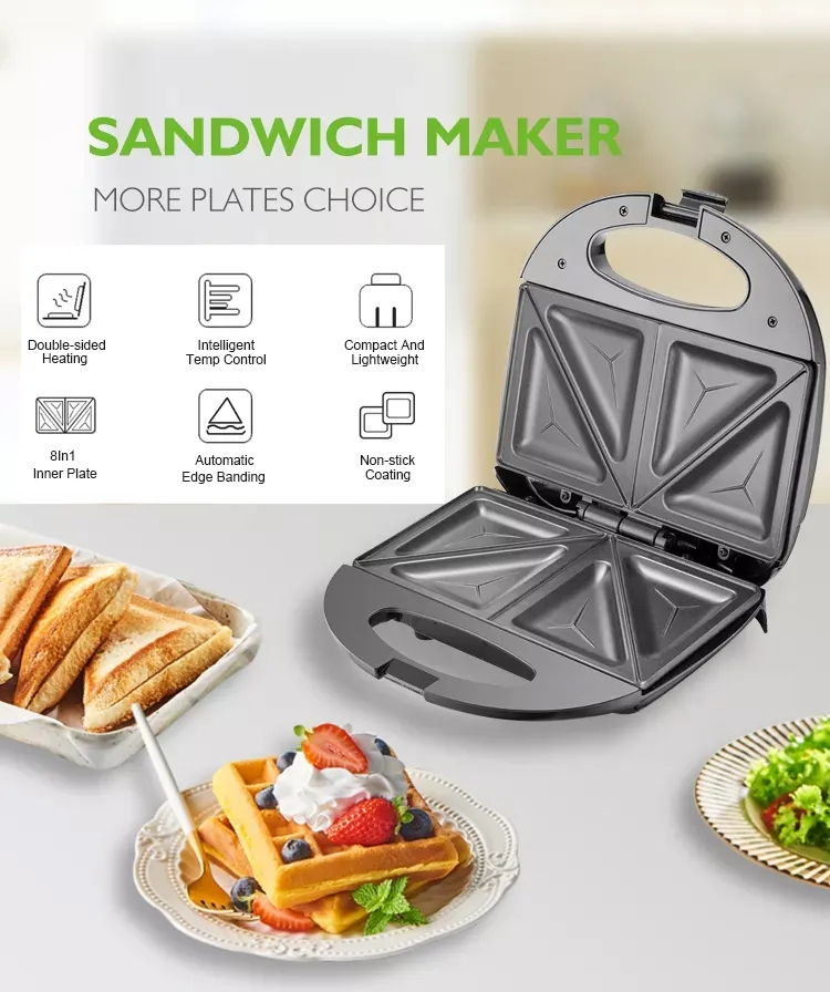 2023 New Design Custom Multi-function Portable Sandwich Maker Customized logo Waffle Maker 9 in 1