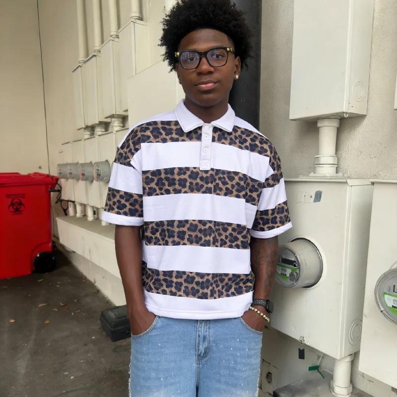 Summer Men's Casual Striped Polo Shirt Streetwear Manufacturer Custom Printed Design Boxy Cropped T-Shirt Top Quality Cotton gallery 2