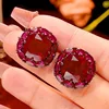 Red corundum ear studs
