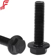 Black Oxide Serrated M8 M10 M12 M16 Full Thread Hex Bolt Carbon Steel Hexagon Flange Bolt Black Oxide M10 M12 M16 Flange Bolt