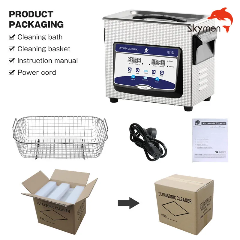 Skymen JP-020S 3.2L Benchtop Ultrasonic Cleaner 120W Vinyl Record Ultrasonic Cleaner