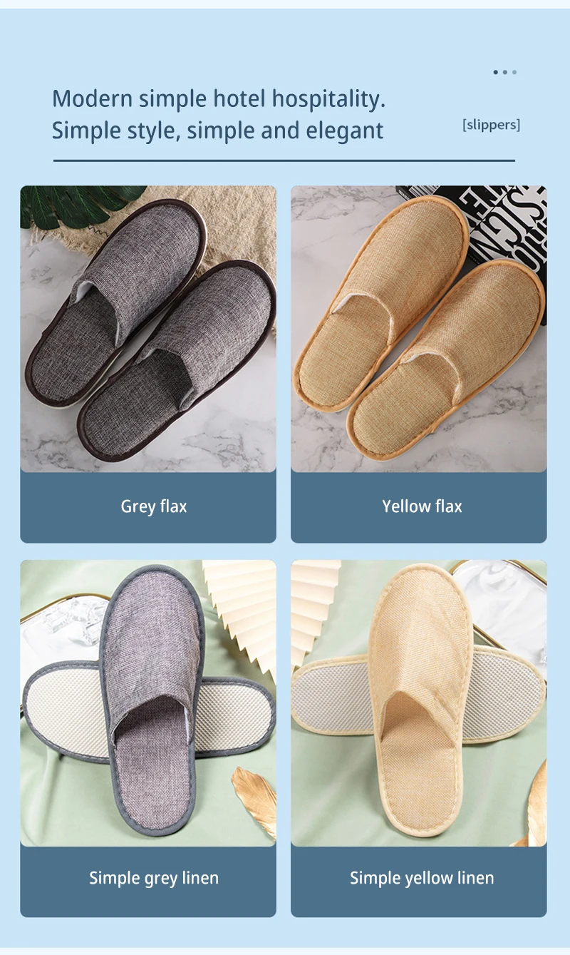 Hotel Disposable Slippers Closed Toe Linen Men Indoor Soft Slipper Home Guest Nonslip Slides