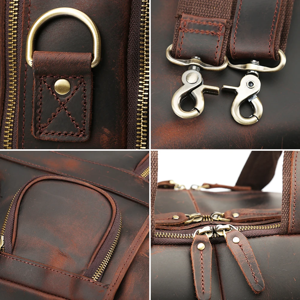 Customize Logo Hot Sale Vintage Crazy Horse Leather Business Laptop Bag Genuine Leather Messenger Laptop Briefcase for Men
