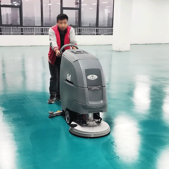 Commercial Battery Powered Hard Floor Cleaner Scrubber Machine Electric Walk behind Hand Push Tile Vinyl Hardwood New Condition