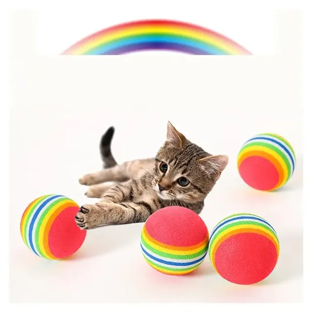 Uniperor Eva Foam Rainbow Cat Ball Toy Interactive Scratching Ball Cat Toys For Indoor Cats