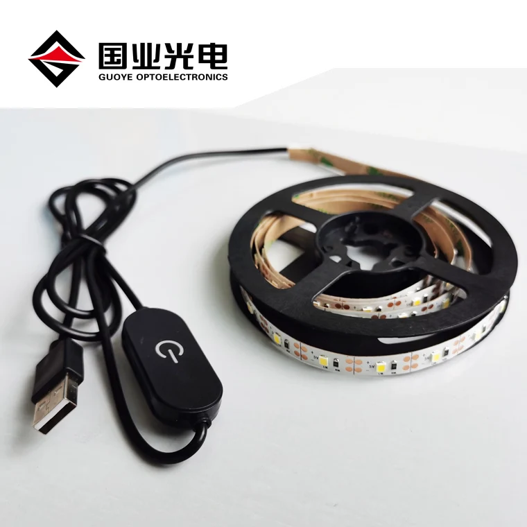 Новая светодиодная лента 5 в 2835 60 светодиодов 1 метр Теплый чистый белый USB сенсорный диммер м кабель световая удобная для художественного