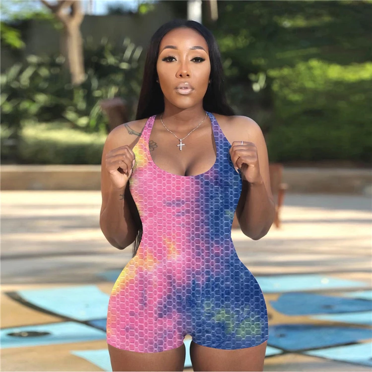 MOEN Tie Dye vetement femme New Arrival 2021 Woman Bodycon Jumpsuits Womens One Piece Jumpsuit