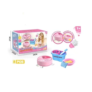 Children's Pretend Play Preschool Tool Set Plastic Kids Cleaning Toy Light Music Story Spray Includes Broom Mop Brush Dustpan