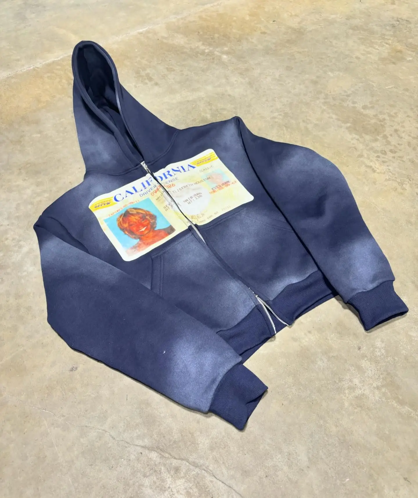 Hoddie Men Custom Heavy Weight Distressed Sun Faded Double Zipper Screen Print Vintage Acid Wash Hooded Sweatshirt Hoodie Unisex gallery 3