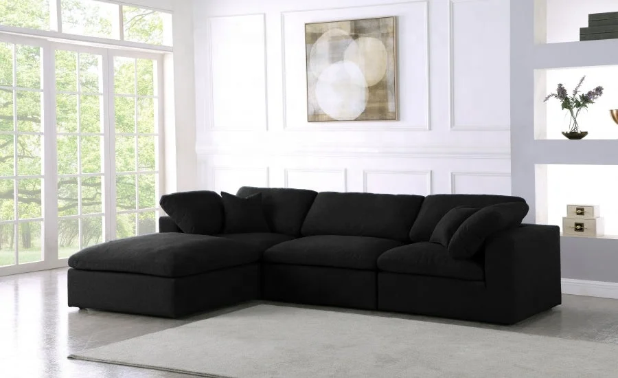 Modular 4-Piece Tufted Wood Sectional Sofa Set Corner Sofa with Chaise Lounge Living Room Furniture