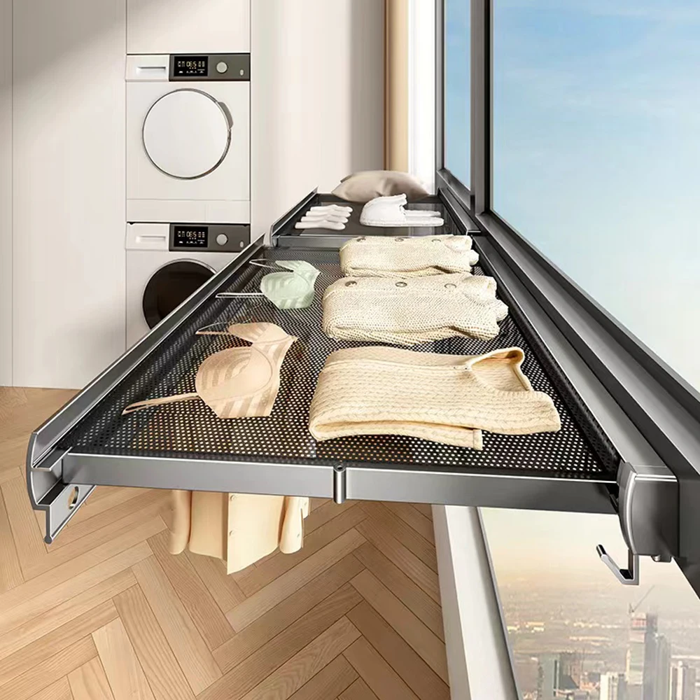Foldable Clothes and Hat Rack Space-saving Solution Clothes Drying Rack Foldable with Hooks for Bathroom and Balcony
