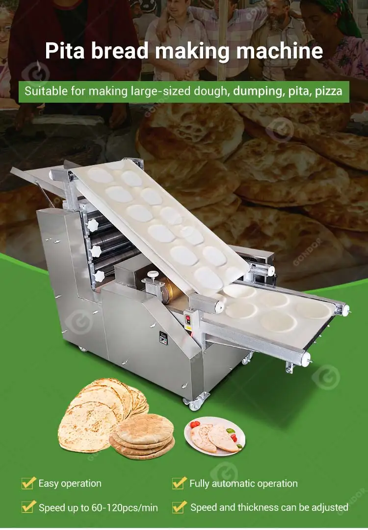 Shawarma Naan Lebanese Arabic Lavash Pita Bread Chapati Roti Make Machine Production Line Fully Automatic