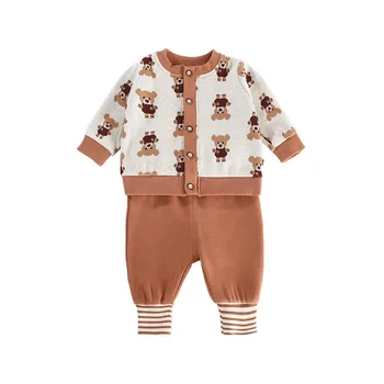 Boys set Autumn embroidery Baby Bear early autumn two-piece set children's clothing