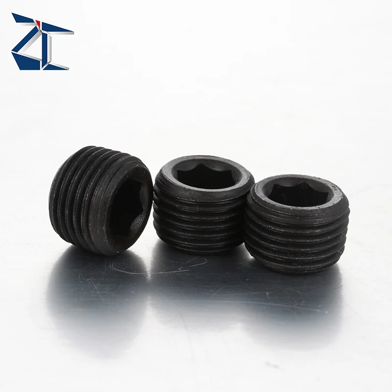 product hot sale top black oxide internal din906 drive pipe plugs with conical thread carbon steel oil plugs hexagon socket pipe plug-44