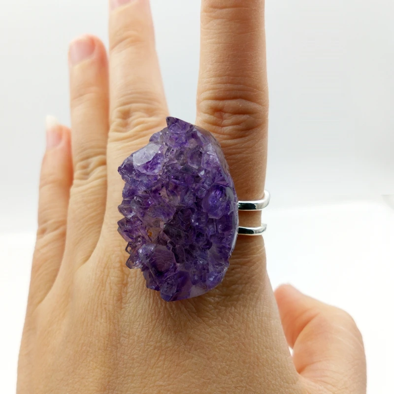 Vintage cheapest Raw Amethyst Geode 925 Cuff Bracelet