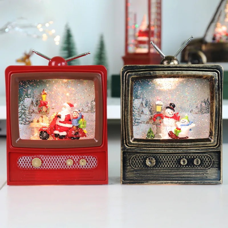Christmas Decorations Crystal Snowflakes Music Boxes Christmas Retro Tv