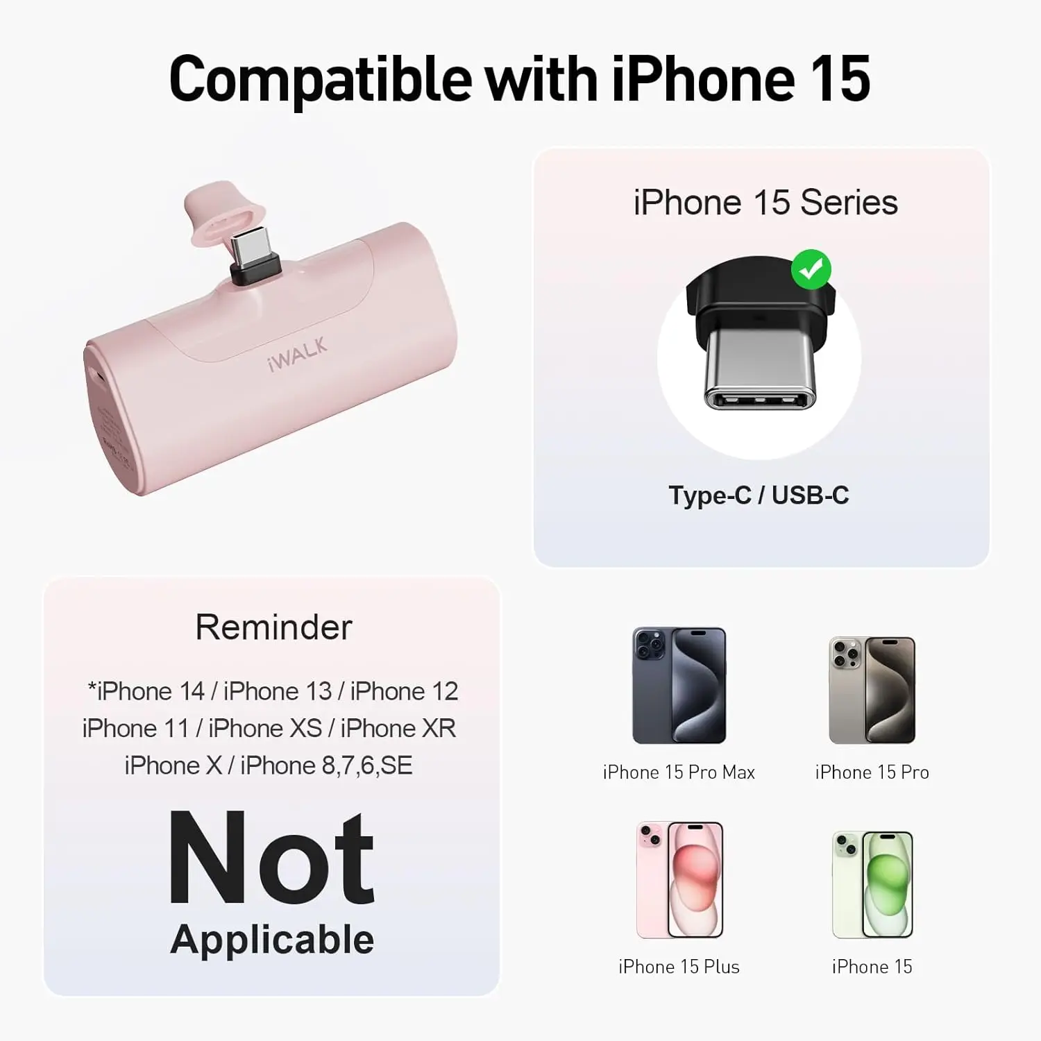 IWALK LinkPod 4 Docking Battery 4500mAh Capacity PD 20W Fast Charging USB C Charger Portable Capsule Power Bank