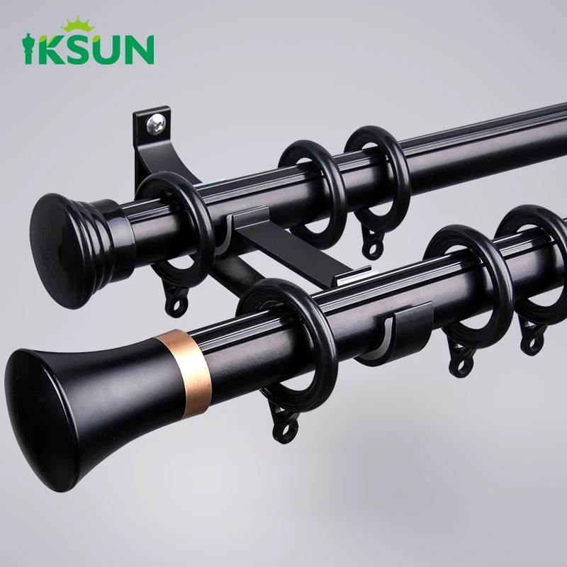 IKSUN Curtain Rod Set Simple Style European Style Aluminium Curtain Track Roman Shade Rail Rome Pole for Modern Home Decoration
