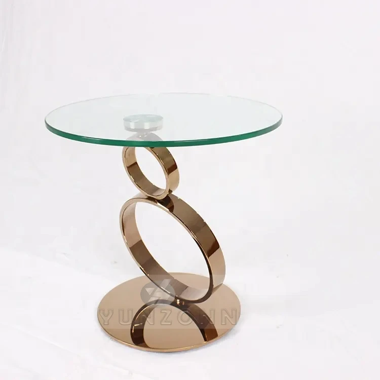 Modern Luxury round Coffee Table with Glass Top and Stainless Steel Base for Living Room Home Villa Hotel Hall