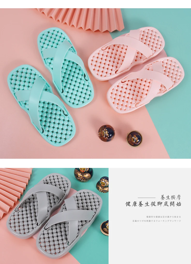 New Arrival PVC Healthy Slide Sandals PVC Massage Slipper with Two Heads