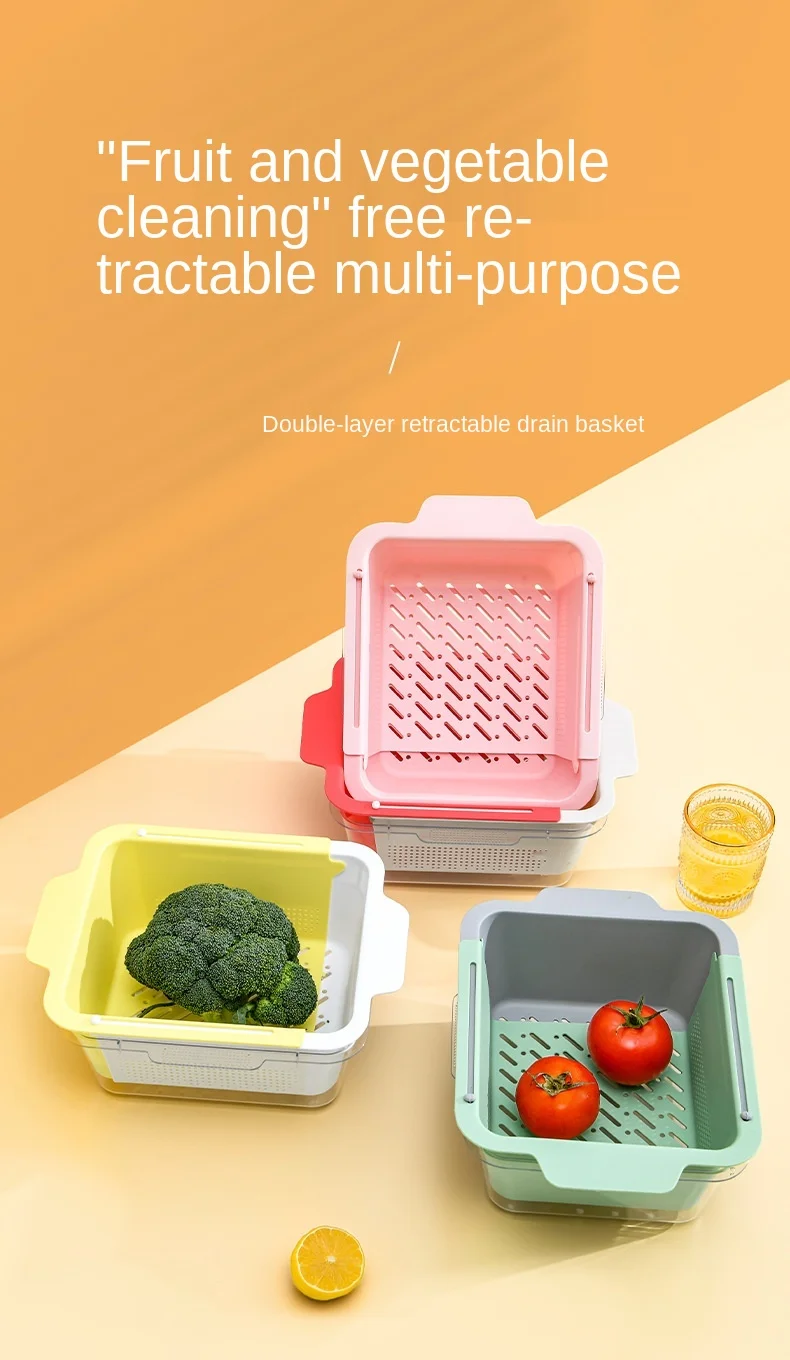 Multifunctional Drain Basket Household Double-Layer Vegetable Washing Basket