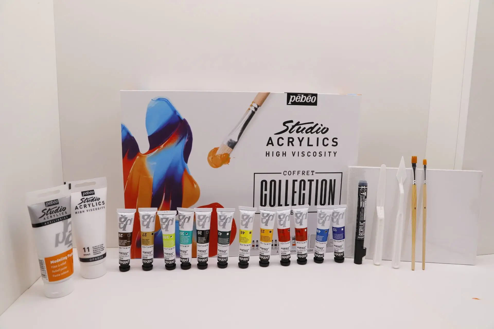 Completed Pebeo Acrylic Paint Kit Included Painting Brush Canvas Panel