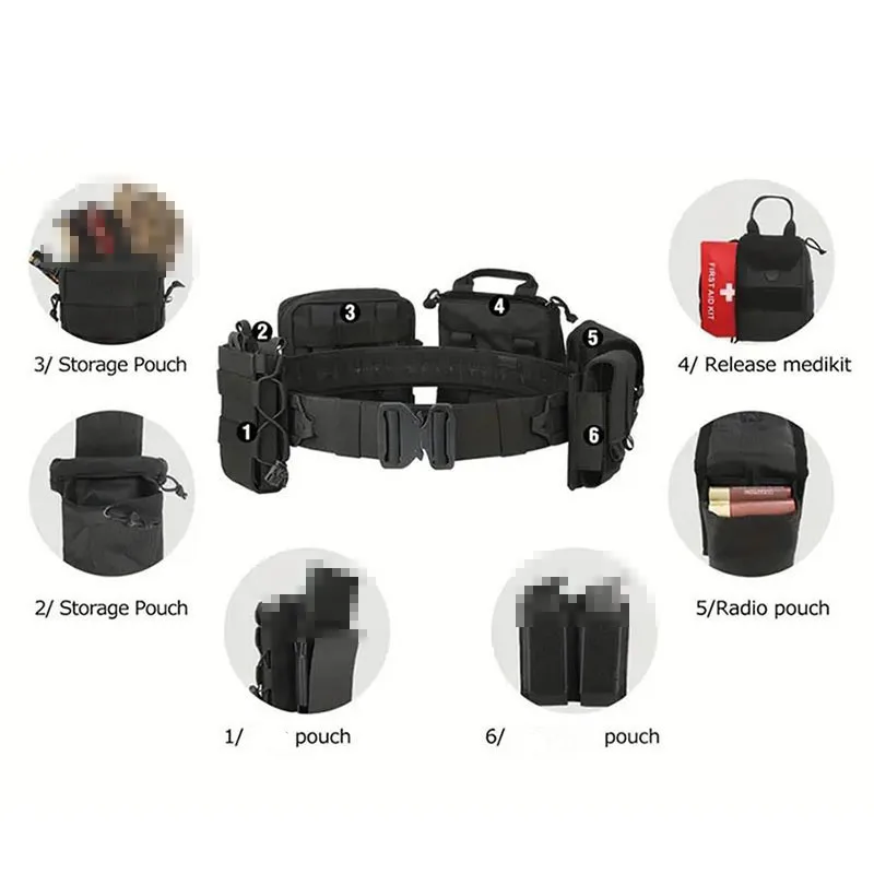 Detachable Camping Adjustable Outdoor Tactical Belts Multifunctional Eight Piece Set Detachable and Adjustable Training Belt