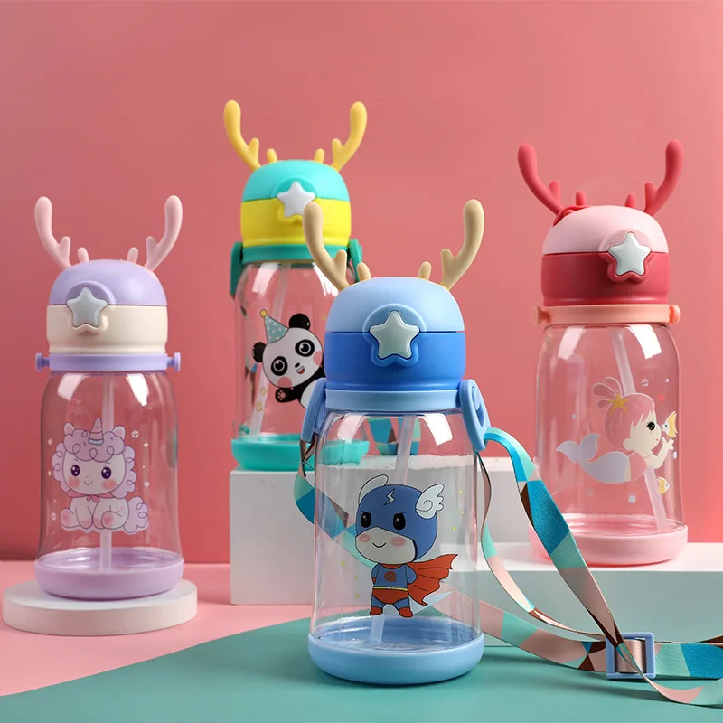 New Boy Girl Children Baby Water Bottle for Kids School Outdoor Travel Cute Cartoon Fashion Shoulder Strap Lovely Deer Fawn Bottl, Size: 700 ml