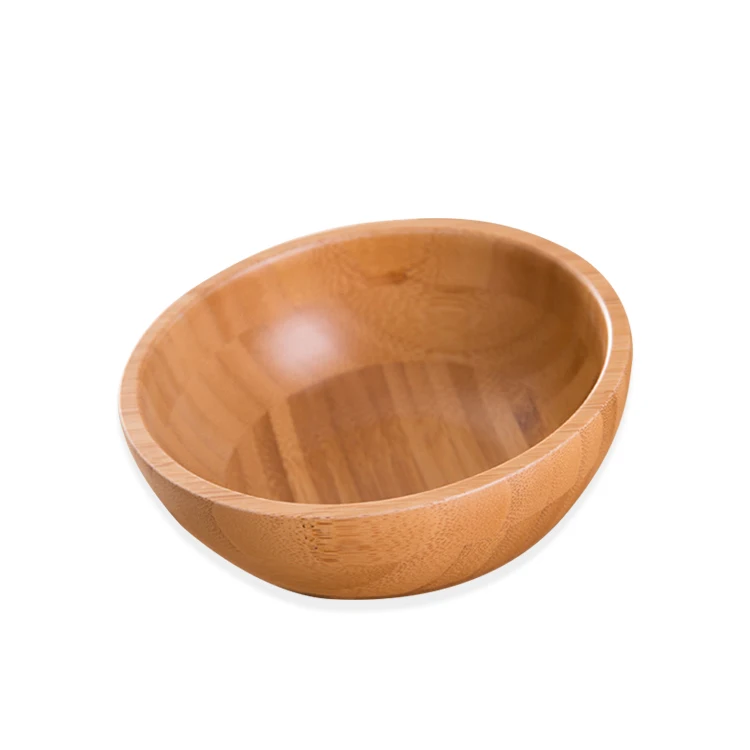 Wholesale Factory Eco Friendly Large Capacity Customized Logo Kitchenware Handmade Serving Bamboo Fruit Salad Bowl