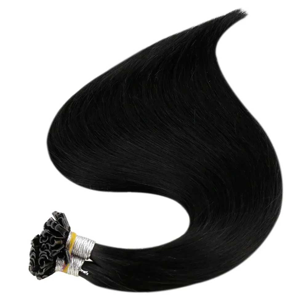 LaaVoo Human Hair Extensions Remy Pre-bonded Pure Color Fusion Nails Tip_voghion.com